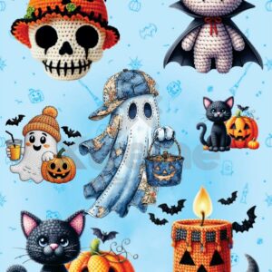Hoja completa de diseños de Halloween en lámina DTF, modelo 2