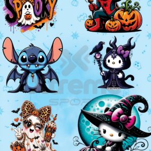 Hoja completa de diseños de Halloween en lámina DTF, modelo 4