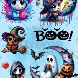 Hoja completa de diseños de Halloween en lámina DTF, modelo 8