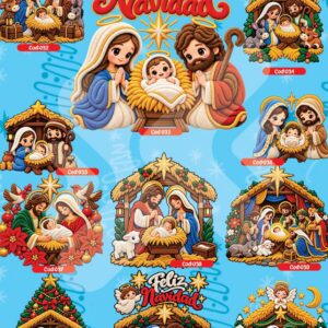 Hoja de láminas DTF de Navidad, modelo 4, con sus diseños numerados por código