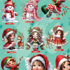 Hoja de láminas DTF de Navidad, modelo 9, con sus diseños numerados por código