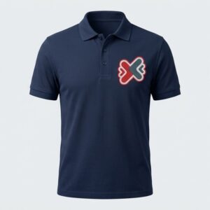 Polo camisero azul marino de piqué con el logo bordado en el pecho izquierdo